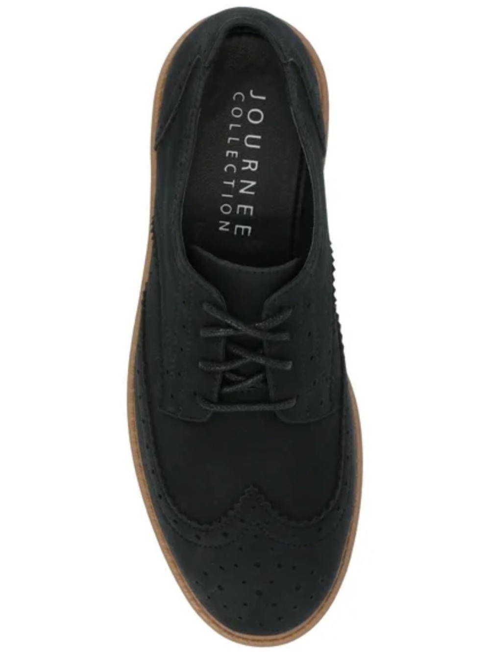 Journee Collection Claudiya Women's Flat Shoes Black , Exotic leather - Picture 4 of 5